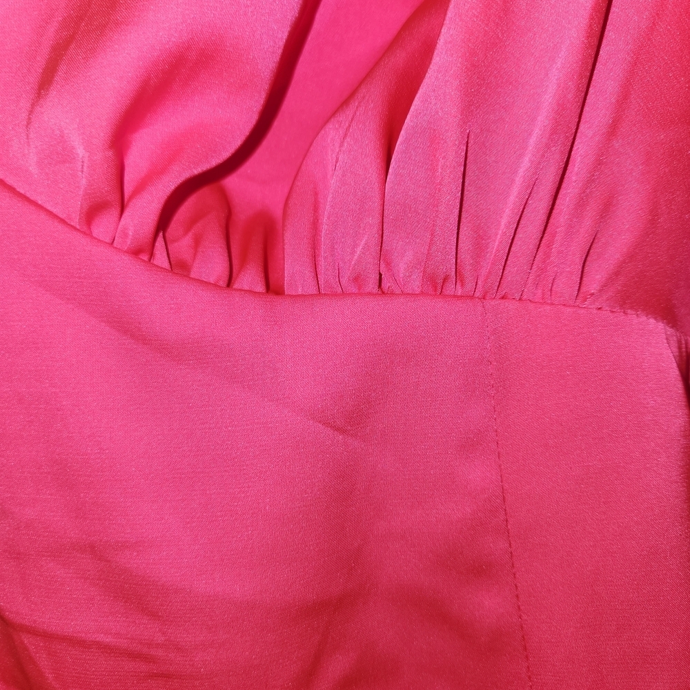 NWT Torrid Vibrant Pink Long Sleeve Babydoll Top Size 0 (L/12) Gathered At Bust - Picture 7 of 13